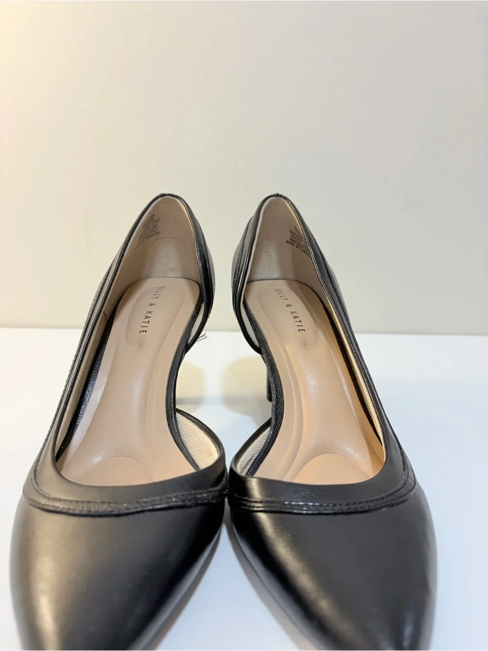 Kelly & Katie Black Pointed Toe Mid Heel Pumps